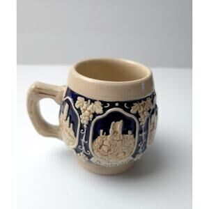 Vintage German Pottery Mug Stein Mulled Wine Beer 6 Castles